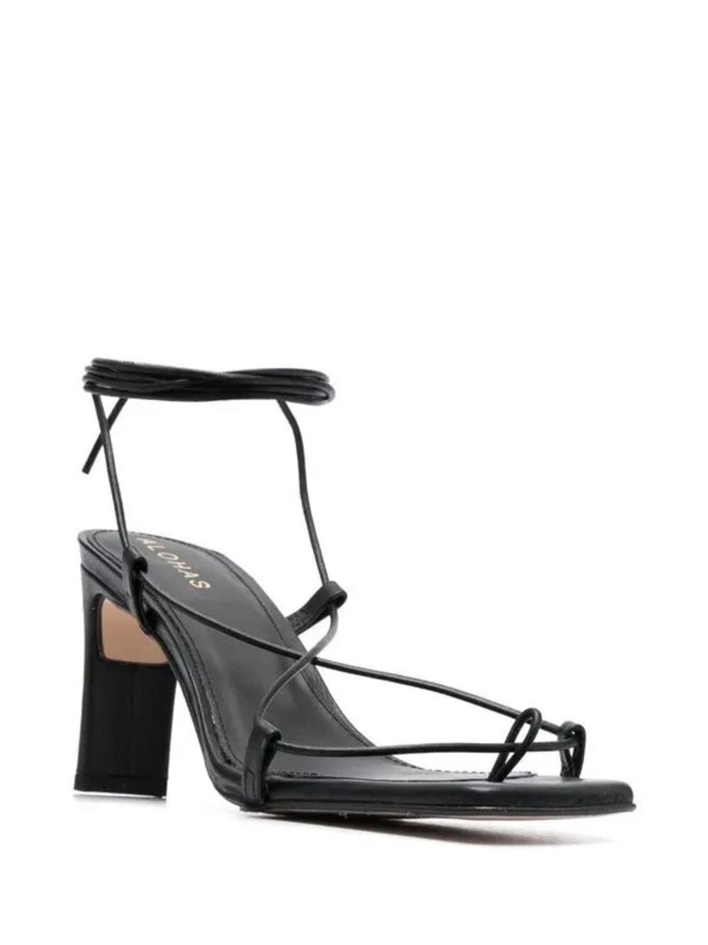 ALOHAS Square-Toe Strappy Black Leather Sandals Size 40 (9) Block Heel